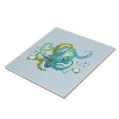 Cooler Blauer Oktopus unter Wasser Fliese (Seite)