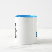 Cooler blauer Pixelhund Tasse (Zentrum)