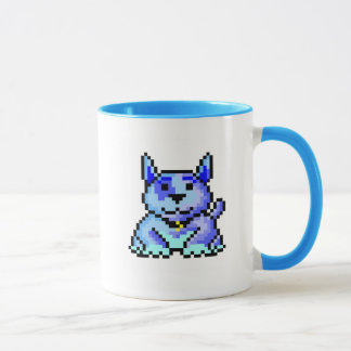 Cooler blauer Pixelhund Tasse