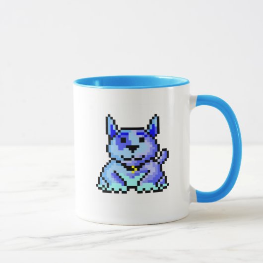 Cooler blauer Pixelhund Tasse (Rechts)