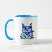 Cooler blauer Pixelhund Tasse (Links)