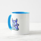 Cooler blauer Pixelhund Tasse (Vorderseite Links)