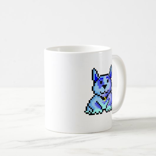 Cooler blauer Pixelhund Tasse (VorderseiteRechts)
