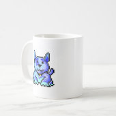 Cooler blauer Pixelhund Tasse (Vorderseite Links)