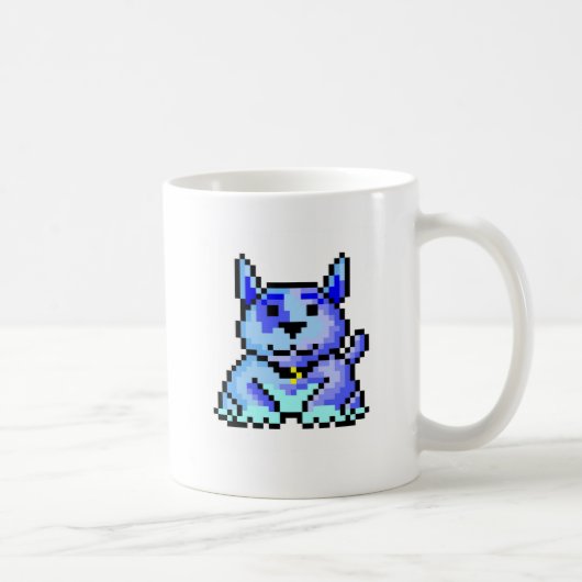 Cooler blauer Pixelhund Tasse (Rechts)