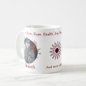 Cooler blauer Polar Fox, floraler Hintergrund. Sch Kaffeetasse (Vorderseite Links)