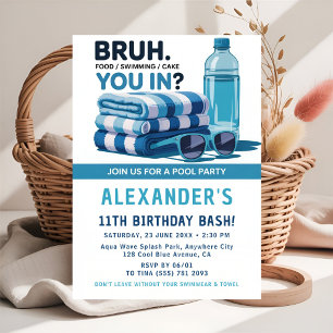 Cooler blauer Pool Bash Jungen Geburtstag Einladung