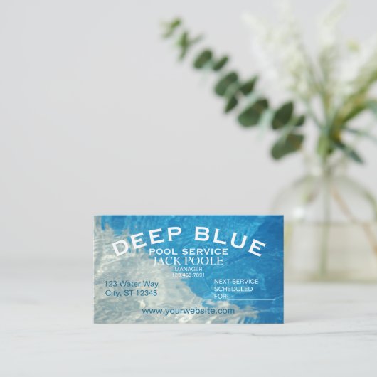 Cooler blauer Pool-Service Visitenkarte (Stehend Vorderseite)