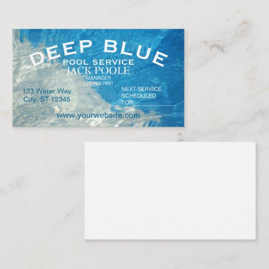 Cooler blauer Pool-Service Visitenkarte (Vorne/Hinten)