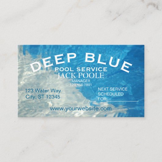 Cooler blauer Pool-Service Visitenkarte (Vorderseite)