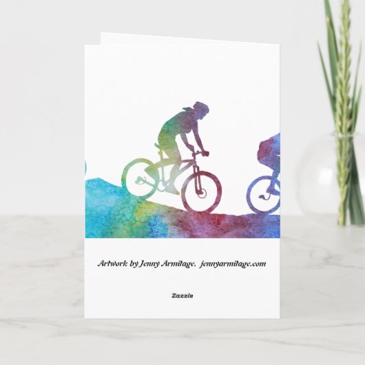 Cooler blauer Radfahrer Karte (Rückseite)