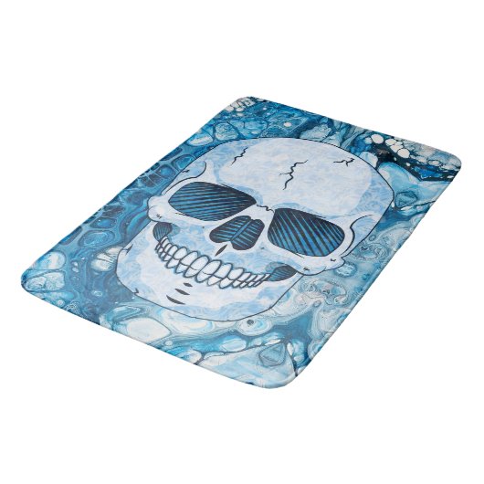 Cooler Blauer Skull Badematte (Schrägansicht)