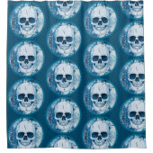 Cooler Blauer Skull Duschvorhang (Vorderseite)