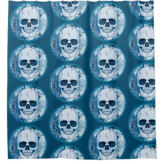 Cooler Blauer Skull Duschvorhang (Vorderseite)