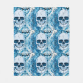 Cooler Blauer Skull Fleecedecke (Vorderseite)