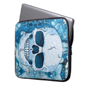 Cooler Blauer Skull Laptopschutzhülle (Vorderseite Links)