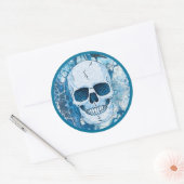 Cooler Blauer Skull Runder Aufkleber (Umschlag)