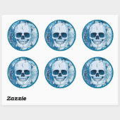 Cooler Blauer Skull Runder Aufkleber (Blatt)