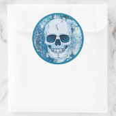 Cooler Blauer Skull Runder Aufkleber (Tasche)