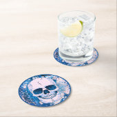 Cooler Blauer Skull Runder Pappuntersetzer (Vor Ort)
