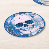 Cooler Blauer Skull Runder Pappuntersetzer (Angewinkelt)
