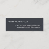 Cooler Blauer Streifen Haarstylistin Mini Visitenkarte (Rückseite)