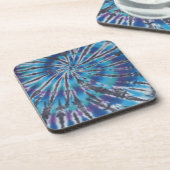 Cooler Blauer Swirl Spiral Gefärbte Krawatte Untersetzer (Linke Seite)