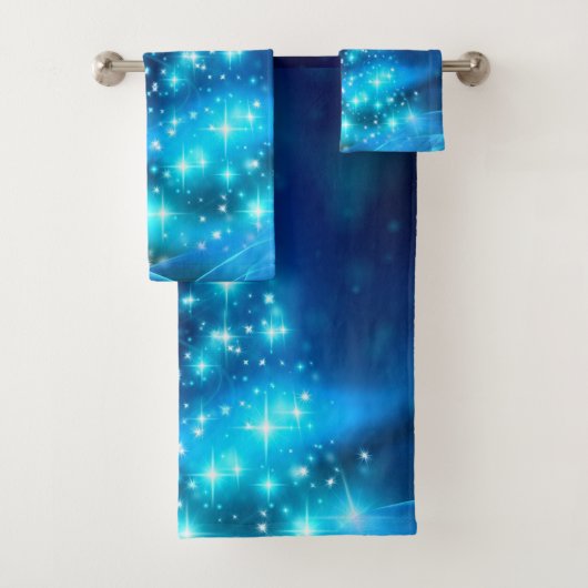 Cooler Blauer Weihnachtsbaum mit glänzenden Lichte Badhandtuch Set (Insitu)