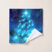 Cooler Blauer Weihnachtsbaum mit glänzenden Lichte Badhandtuch Set (Waschlappen)