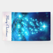 Cooler Blauer Weihnachtsbaum mit glänzenden Lichte Banner (Horizontal)