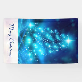 Cooler Blauer Weihnachtsbaum mit glänzenden Lichte Banner