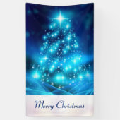 Cooler Blauer Weihnachtsbaum mit glänzenden Lichte Banner (Vertikal)