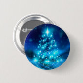 Cooler Blauer Weihnachtsbaum mit glänzenden Lichte Button (Vorne & Hinten)