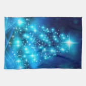 Cooler Blauer Weihnachtsbaum mit glänzenden Lichte Geschirrtuch (Horizontal)