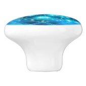 Cooler Blauer Weihnachtsbaum mit glänzenden Lichte Keramikknauf (Seitenansicht)