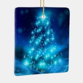 Cooler Blauer Weihnachtsbaum mit glänzenden Lichte Keramikornament (Rechts)