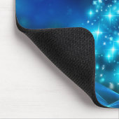 Cooler Blauer Weihnachtsbaum mit glänzenden Lichte Mousepad (Ecke)