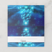 Cooler Blauer Weihnachtsbaum mit glänzenden Lichte Platzkarte (Außenseite Aufgefaltet)