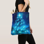 Cooler Blauer Weihnachtsbaum mit glänzenden Lichte Tasche (Von Nahem)