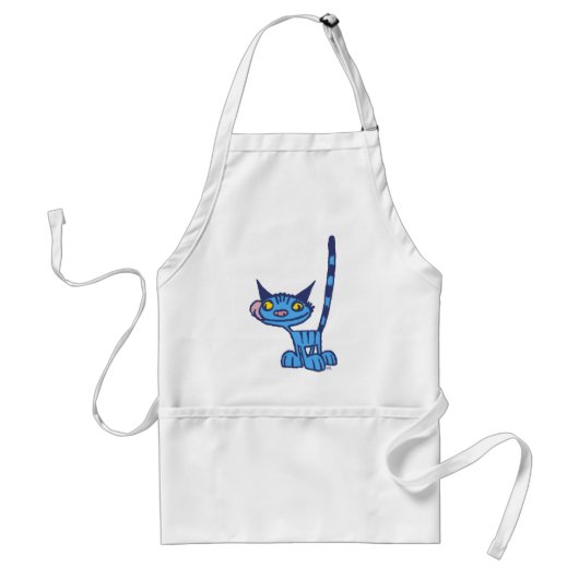 Cooler Blue Cat Cartoon Kochen Schürze (Vorne)