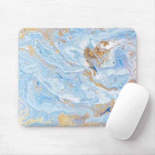 Cooler Blue Marble Gold Glitzer Mousepad (Mit Mouse)