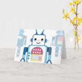 Cooler Blue Robot - Geschenke Karte (Gelbe Blume)