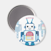 Cooler Blue Robot - Geschenke Magnet (Vorderseite/Rückseite)