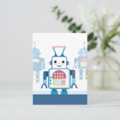 Cooler Blue Robot - Geschenke Postkarte (Stehend Vorderseite)