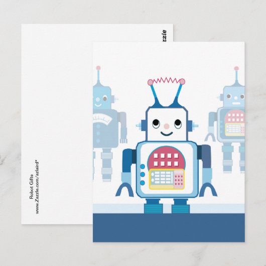 Cooler Blue Robot - Geschenke Postkarte (Vorne/Hinten)