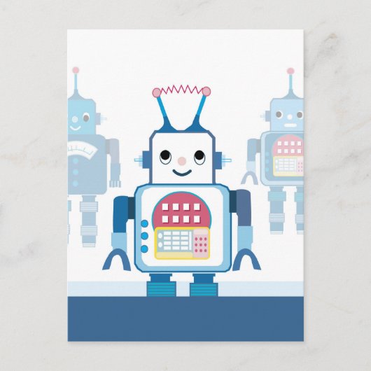 Cooler Blue Robot - Geschenke Postkarte (Vorderseite)