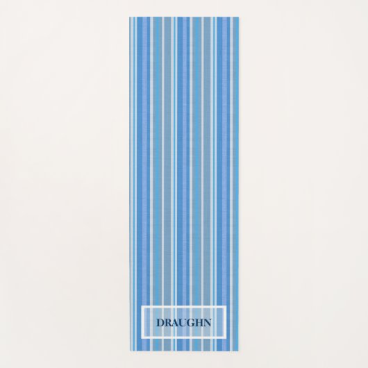 Cooler Blue Stripes Individuelle Name Yogamatte (Vorderseite)