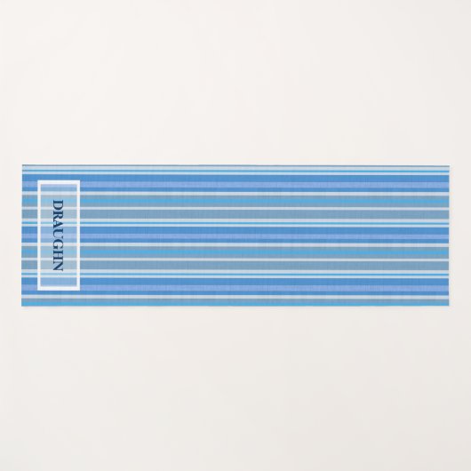 Cooler Blue Stripes Individuelle Name Yogamatte (Vorderseite (Horizontal))