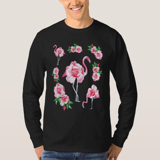 Cooler Blumensommer Pink Flamingo Novelty Graphic T-Shirt (Vorderseite)