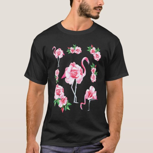 Cooler Blumensommer Pink Flamingo Novelty Graphic T-Shirt (Vorderseite)